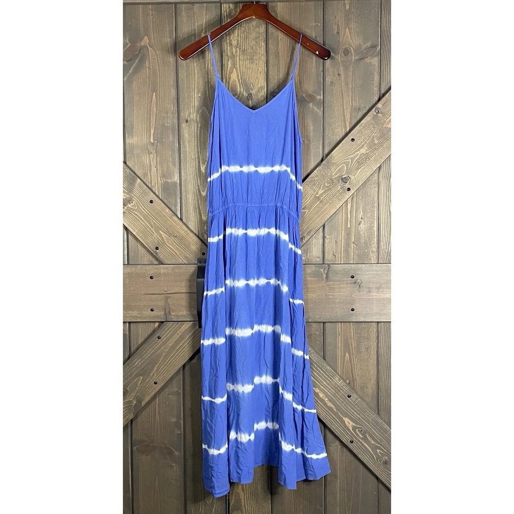 NWT Mazik Blue and White Tie Dye Sleeveless Long Dress Bohemian Women's Large